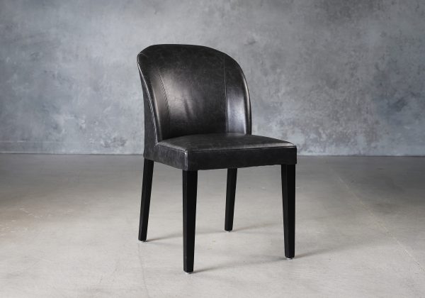 Cape Dining Chair in Black Vinyl, Angle Cape Dining Chair in Black Vinyl, Angle