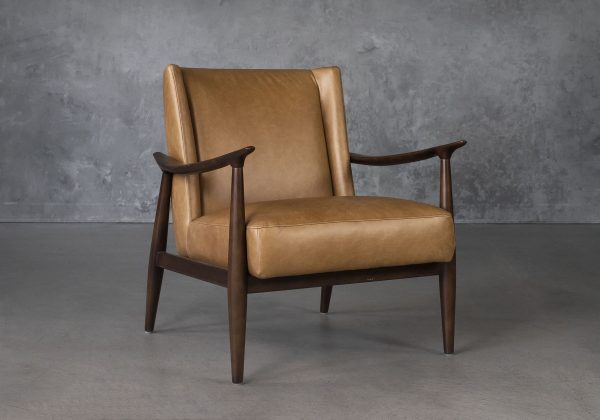 Clifton Chair in Camel Leather, Angle