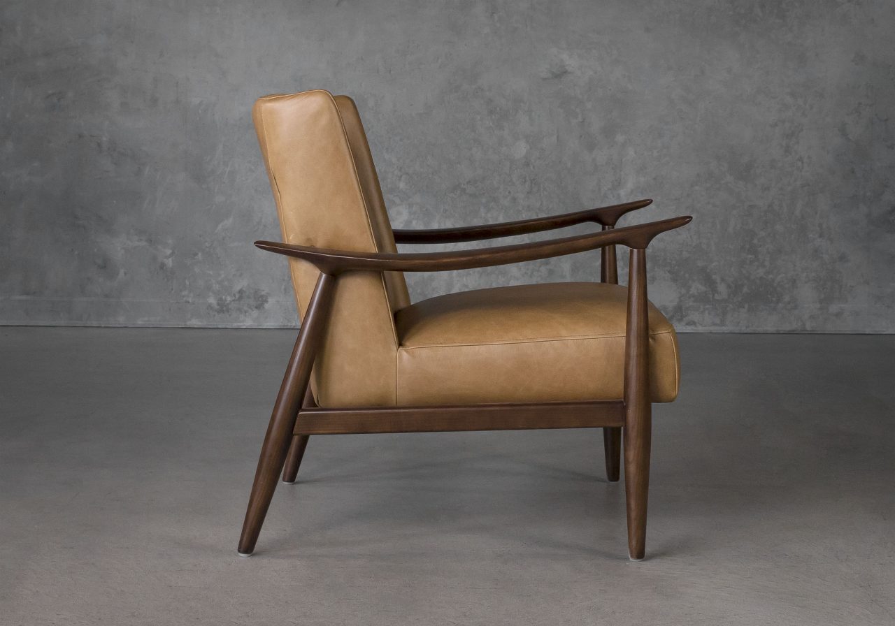 Clifton Chair in Camel Leather, Side
