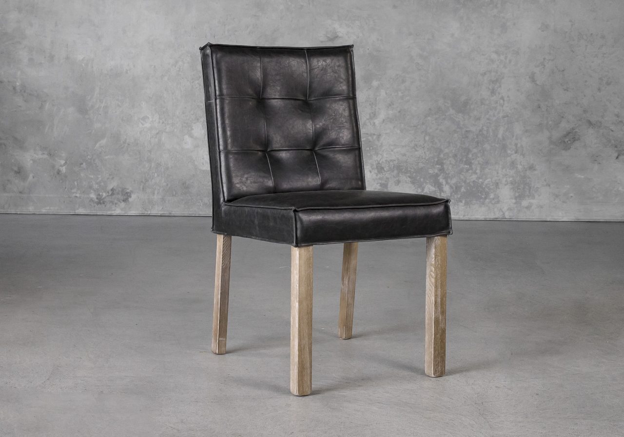 Columbia Dining Chair in Black Vinyl, Angle