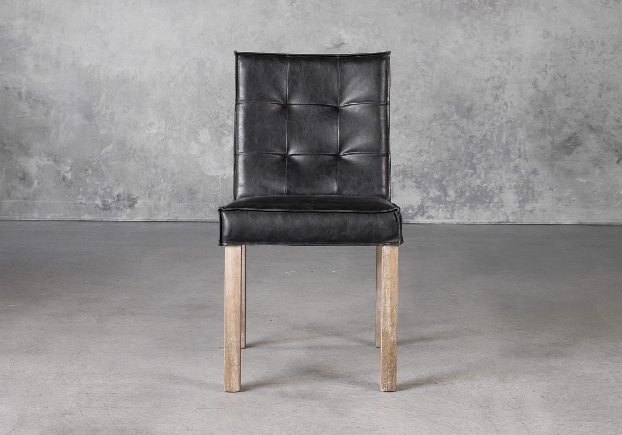 Columbia Dining Chair in Black Vinyl, Front