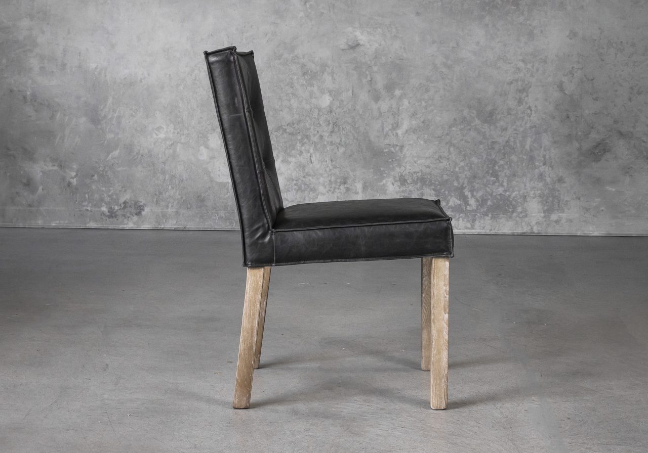 Columbia Dining Chair in Black Vinyl, Side