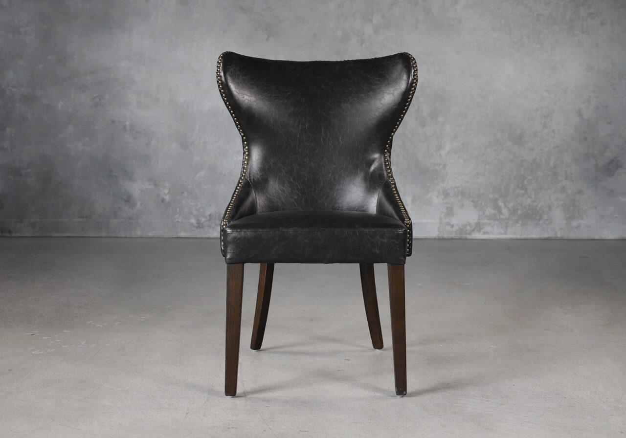 Darcy Dining Chair in Black Vinyl, Front