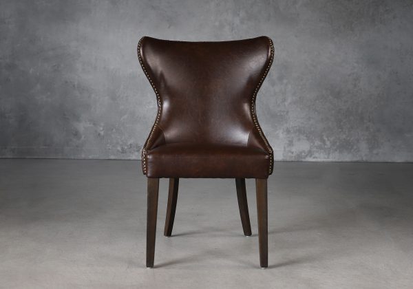 Darcy Dining Chair in Brown Vinyl, Front