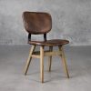 Declan Dining Chair in Brown Leather, Angle