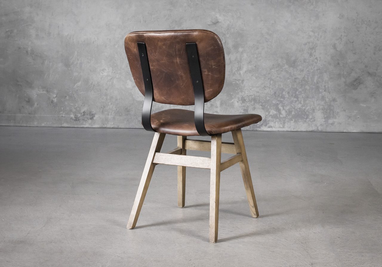 Declan Dining Chair in Brown Leather, Back