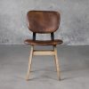 Declan Dining Chair in Brown Leather, Front