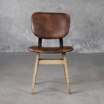 Declan Dining Chair in Brown Leather, Front