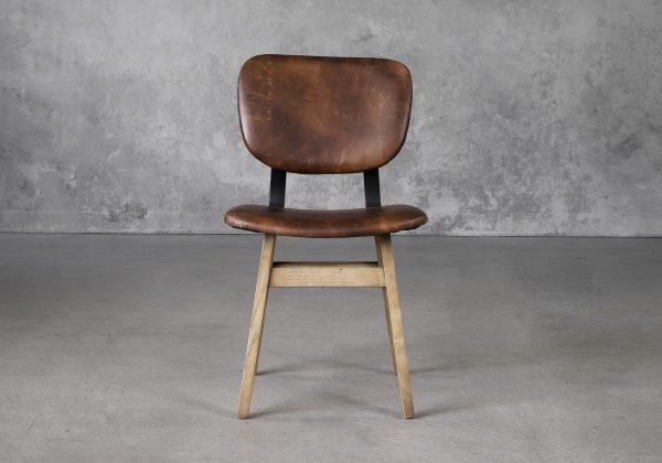 Declan Dining Chair in Brown Leather, Front