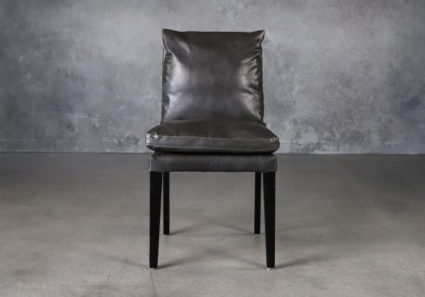 Derek Dining Chair in Dark Grey Vinyl (CU627), Front