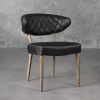 Drew Dining Chair in Black Leather, Angle