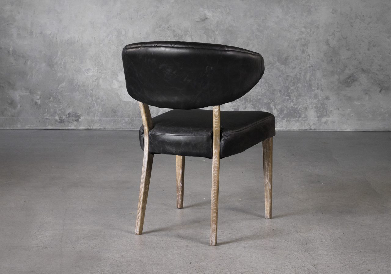 Drew Dining Chair in Black Leather, Back