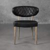 Drew Dining Chair in Black Leather, Front