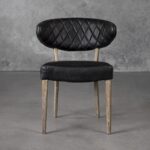Drew Dining Chair in Black Leather, Front
