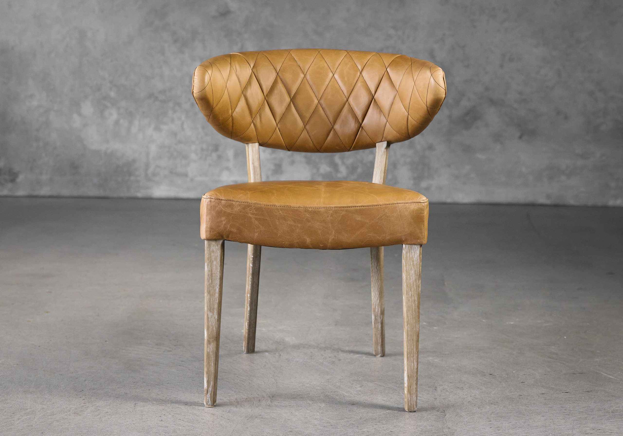 Drew Dining Chair Tan Leather Front