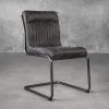 Dublin Dining Chair in Ebony Leather, Angle