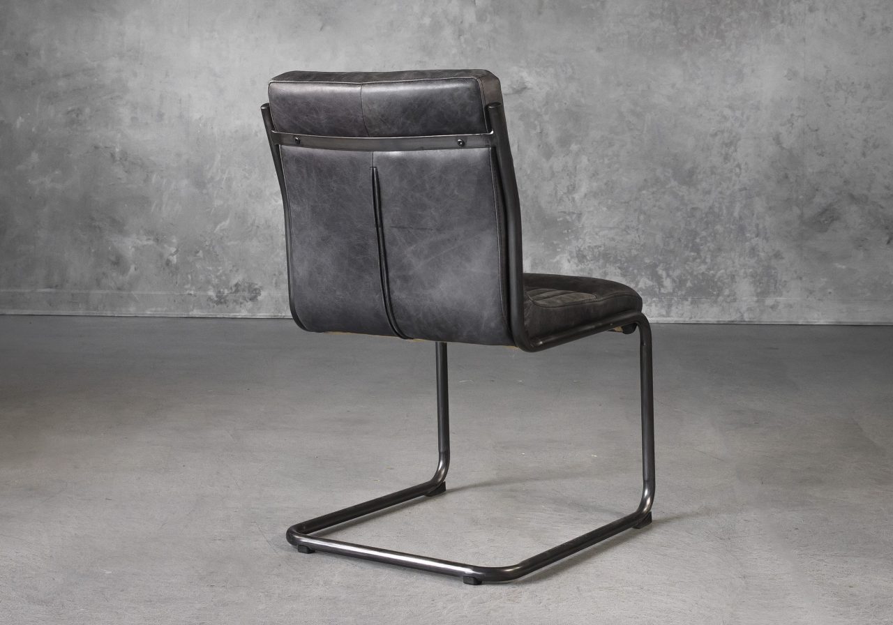 Dublin Dining Chair in Ebony Leather, Back