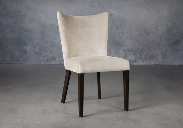 Greg Dining Chair in Beige (C686) Fabric and Nutmeg Legs, Angle