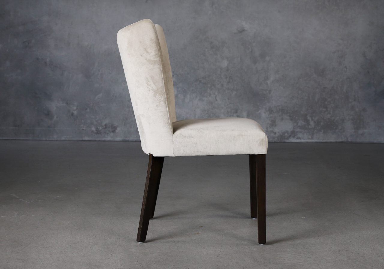 Greg Dining Chair in Beige (C686) Fabric and Nutmeg Legs, Side