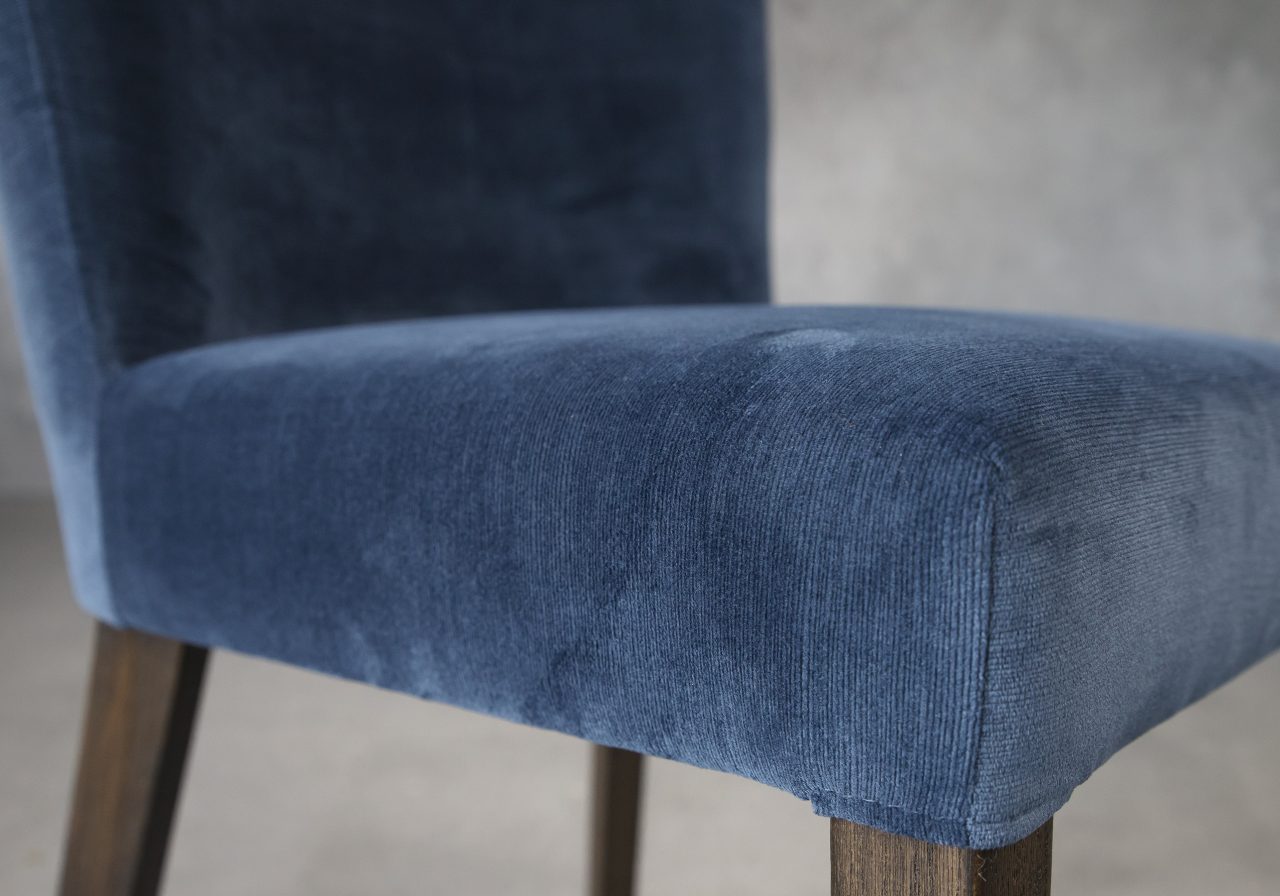 Greg Dining Chair in Teal (C758) Fabric and Nutmeg Legs, Close up