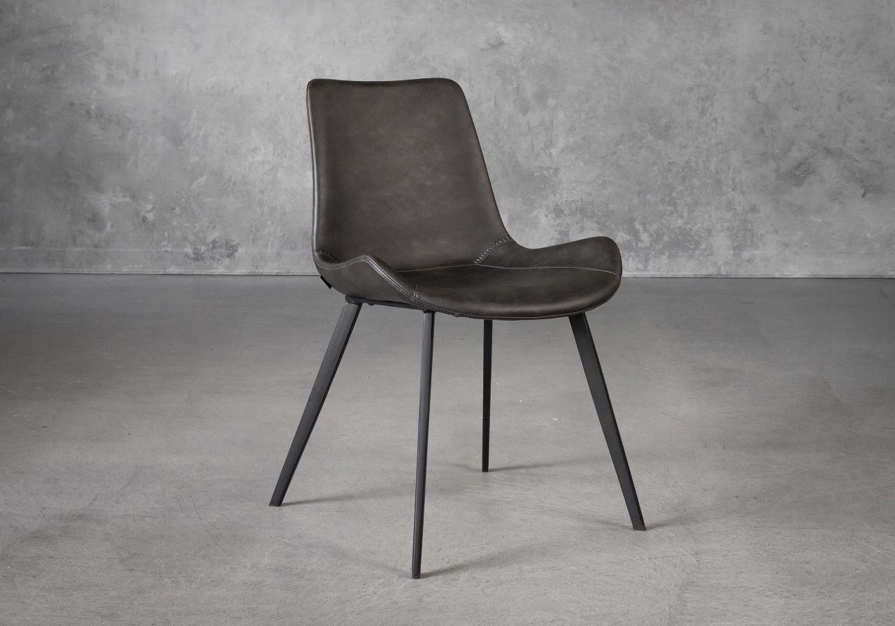 Hype Dining Chair in Grey Vinyl, Angle