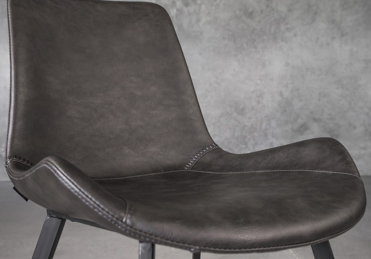 Hype Dining Chair in Grey Vinyl, Close Up