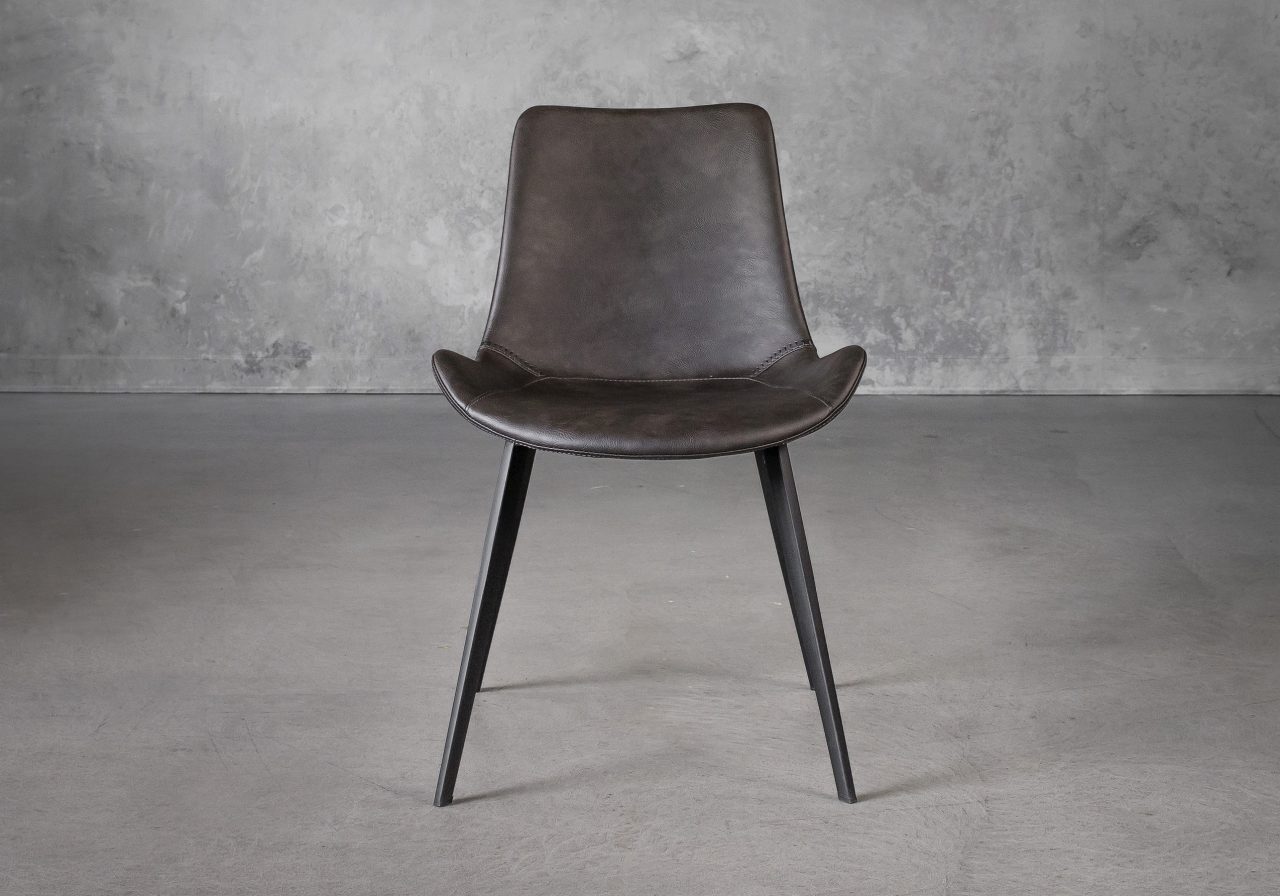 Hype Dining Chair in Grey Vinyl, Front