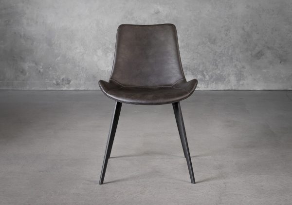 Hype Dining Chair in Grey Vinyl, Front