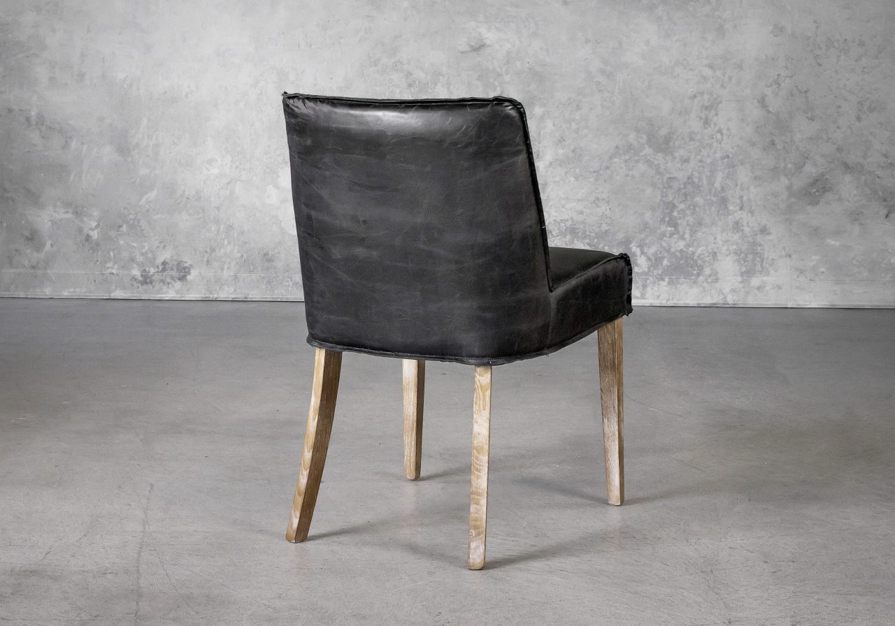 Jonny Dining Chair in Black Leather, Back