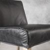 Jonny Dining Chair in Black Leather, Close Up