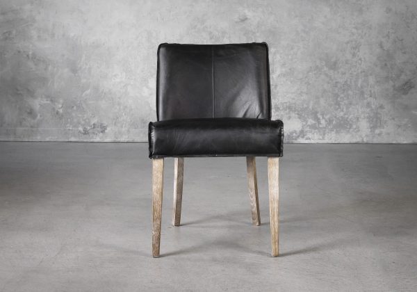 Jonny Dining Chair in Black Leather, Front