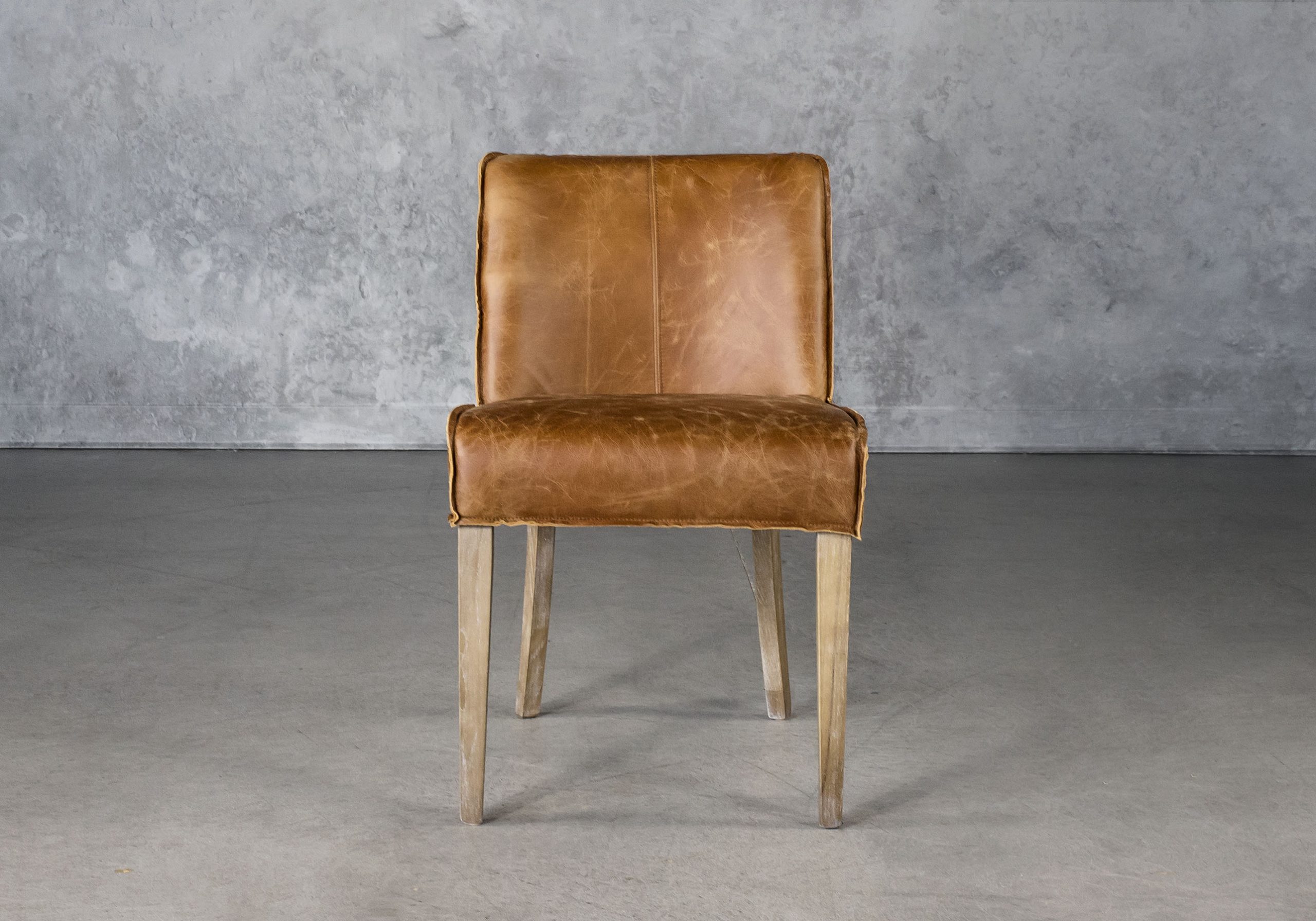 Jonny Dining Table Tan Leather Front