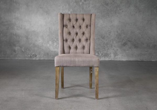 Kate Dining Chair in Beige Fabric, Front