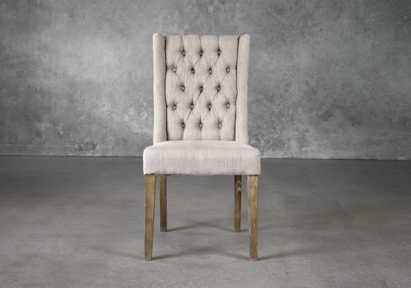 Kate Dining Chair in Cream Fabric, Front
