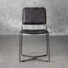 Kian Dining Chair in Ebony Leather, Front
