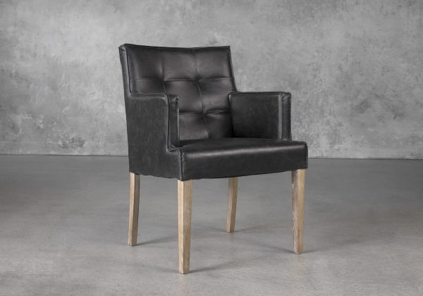 Leaf Dining Chair in Black Vinyl, Angle