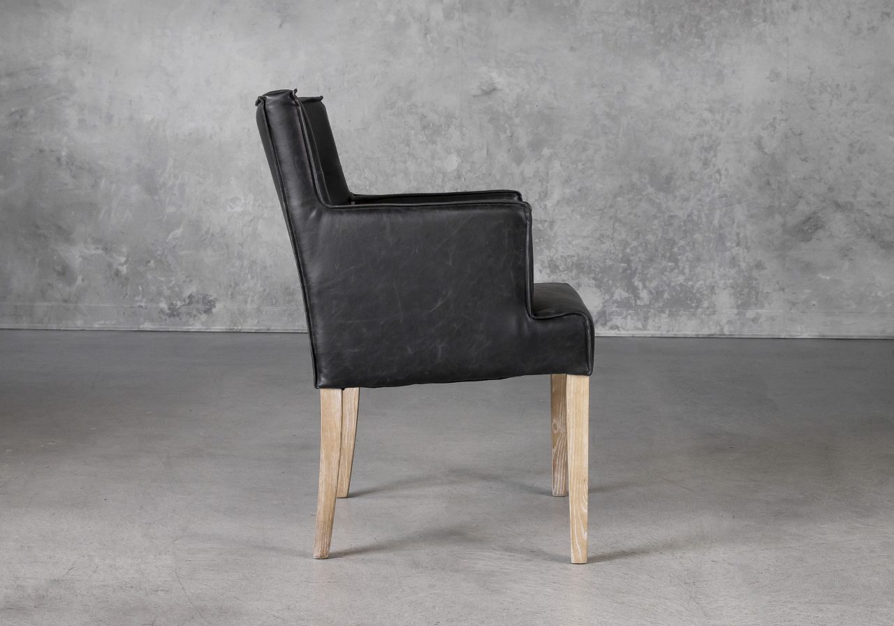 Leaf Dining Chair in Black Vinyl, Side