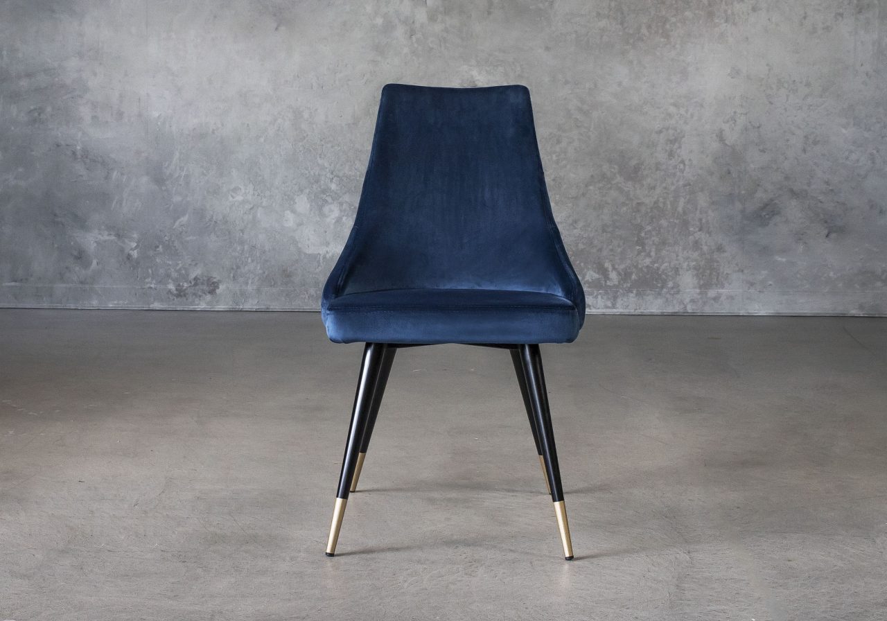 Norman Dining Chair in Navy Fabric, Front