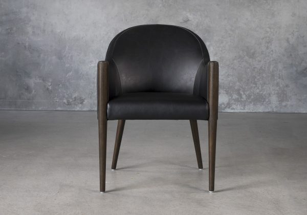 Raymond Dining Chair in Black CU Vinyl with Nutmeg Legs, Front