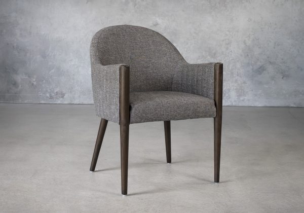 Raymond Dining Chair in Dark Grey (C293) Fabric with Nutmeg Legs, Angle Raymond Dining Chair in Dark Grey (C293) Fabric with Nutmeg Legs, Angle