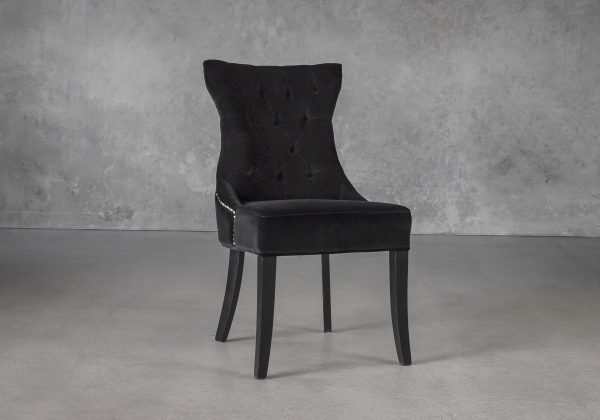 Serra Dining Chair in Black Velvet, Angle