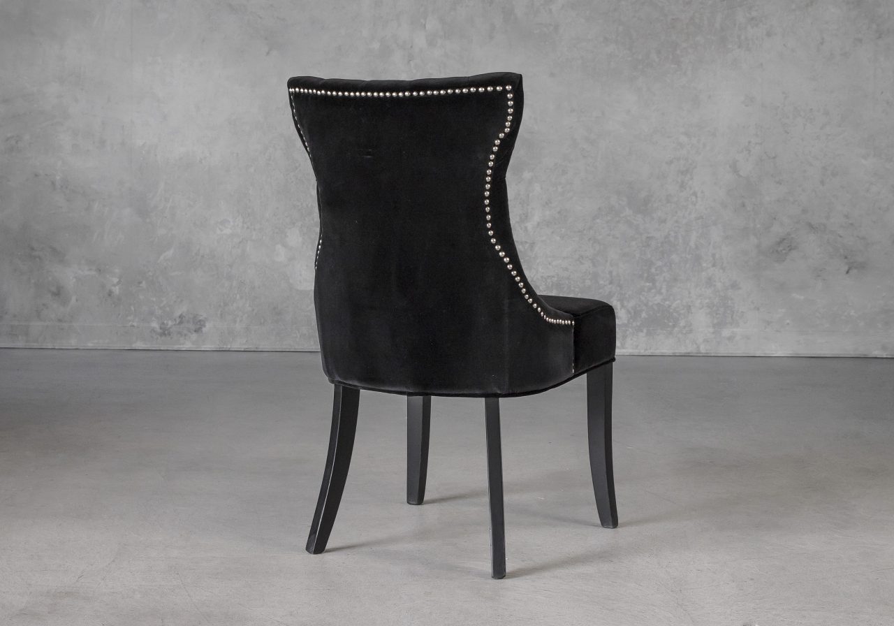 Serra Dining Chair in Black Velvet, Back