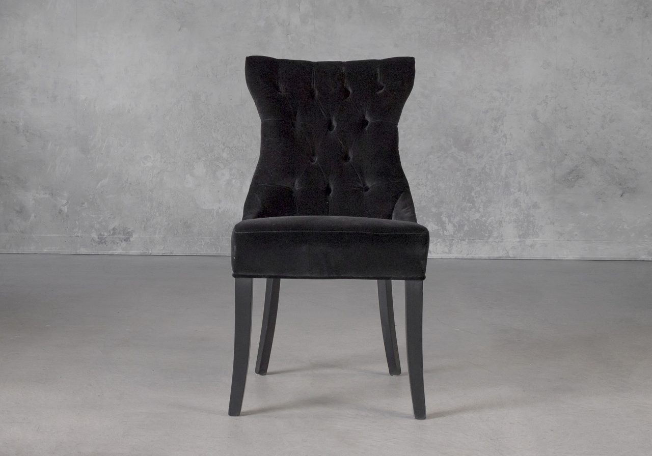 Serra Dining Chair in Black Velvet, Front