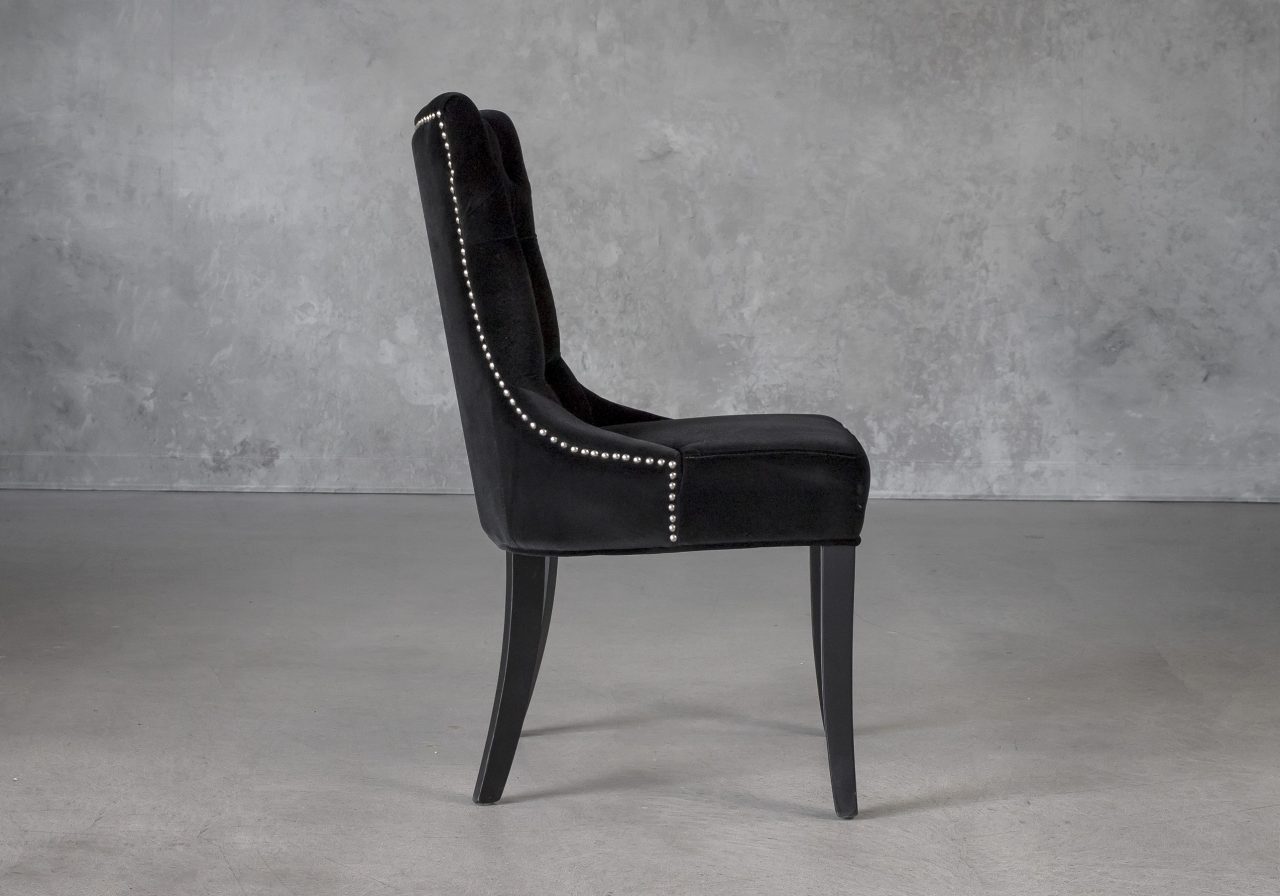 Serra Dining Chair in Black Velvet, Side