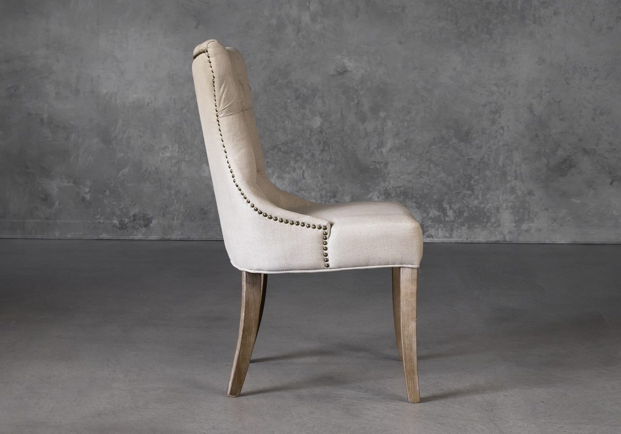 Serra Dining Chair in Cream Fabric, Side