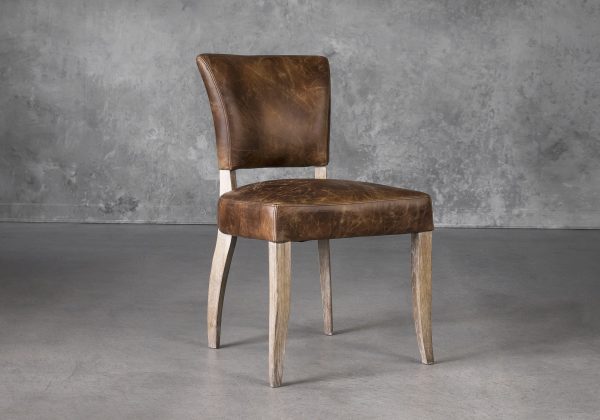 Sio Dining Chair in Brown (P438) Leather, Angle