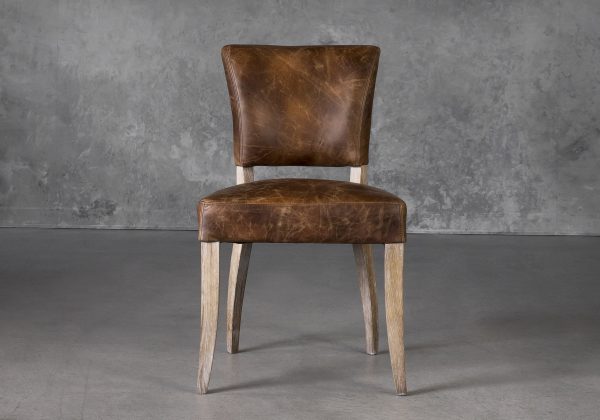 Sio Dining Chair in Brown (P438) Leather, Front