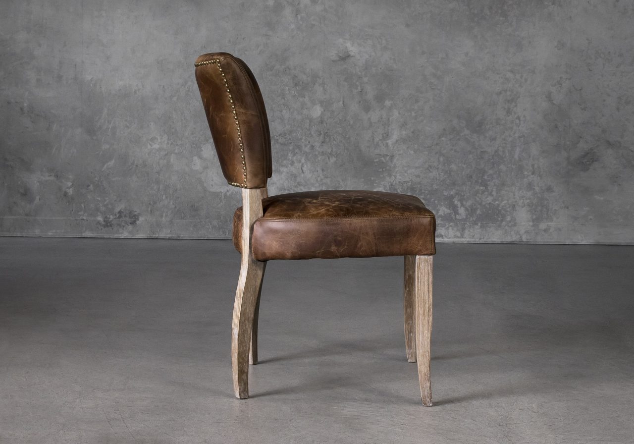 Sio Dining Chair in Brown (P438) Leather, Side