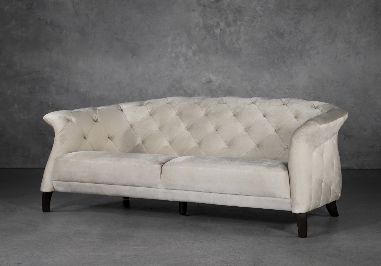 Ava Loveseat in Beige Fabric, Angle