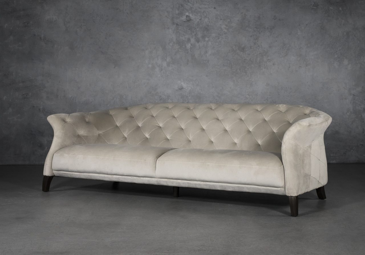 Ava Sofa in Beige Fabric, Angle